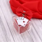 Portachiavi Poker d'Assi Compleanno e Feste a Tema su Scatolina in Plexiglass con Confetti