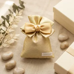Bomboniera Sacchetto Oro Elegante con Fiocco