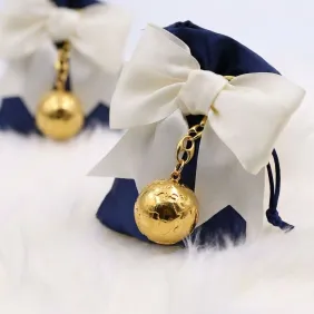 Bomboniera Laurea Portachiavi Mappamondo 3D Dorato con Sacchetto Personalizzabile