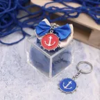 Ancora e Timone blu e rosso confezionato su scatolina in plexiglass