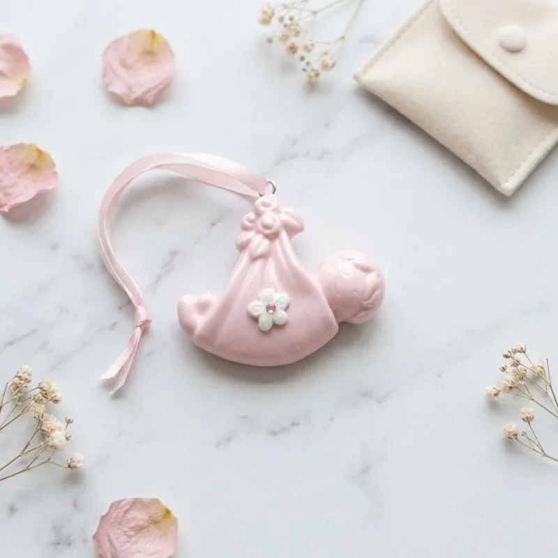 Bomboniera Fai da Te Nascita e Battesimo Bimba - Appendino Bebè in Fasce Rosa