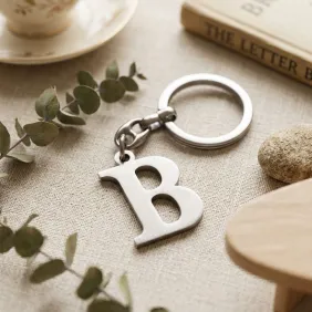 Portachiavi Lettera B in Metallo Silver | Bomboniera Fai da Te