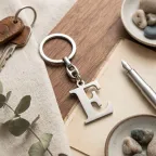 Portachiavi Metallo Lettera E Silver - Bomboniera Fai da Te Economica Elegante