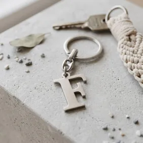 Portachiavi Lettera F in Metallo Cromato Silver - Bomboniera Fai da Te