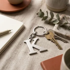 Portachiavi Lettera K in Metallo Cromato Silver – Bomboniera Fai da Te