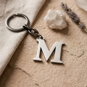Portachiavi Lettera M in Metallo Cromato Silver - Bomboniera Fai da Te senza Confezione