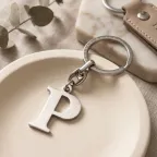 Portachiavi Lettera P in Metallo Satinato Silver - Bomboniera Fai da Te Senza Confezione