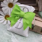 Bomboniera Sacchetto con Portachiavi Lettera D in Metallo Cromato - Personalizzabile