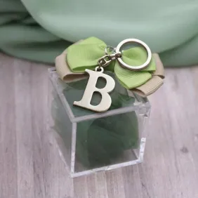 Bomboniera Portachiavi Lettera B Metallizzato con Scatola Plexiglass Personalizzata | Viale Magico