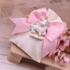 Bomboniera Bimba Sacchetto con Magnete Unicorno in Resina