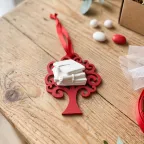 Bomboniera Fai da Te Laurea – Albero della Vita Rosso da Appendere con Libri e Tocco