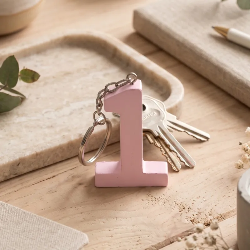 Portachiavi Numero 1 Rosa - Bomboniera Primo Compleanno Bimba Fai da Te