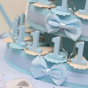 Torta Bomboniere Portachiavi Primo Compleanno Maschio Celeste