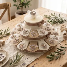 Maxi Torta con Appendino Cuore Pois con Sacra Famiglia