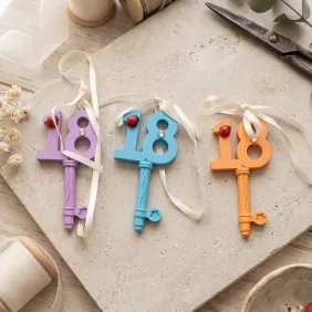 Appendino Chiave 18 Anni Fai da Te con Coccinella Portafortuna – 6 Colori Assortiti
