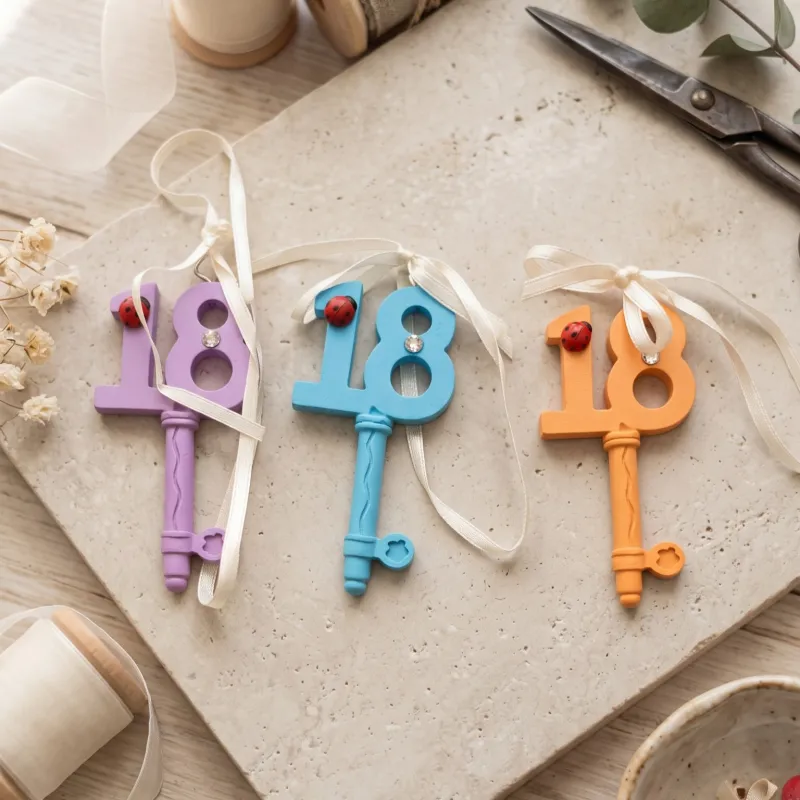 Appendino Chiave 18 Anni Fai da Te con Coccinella Portafortuna – 6 Colori Assortiti