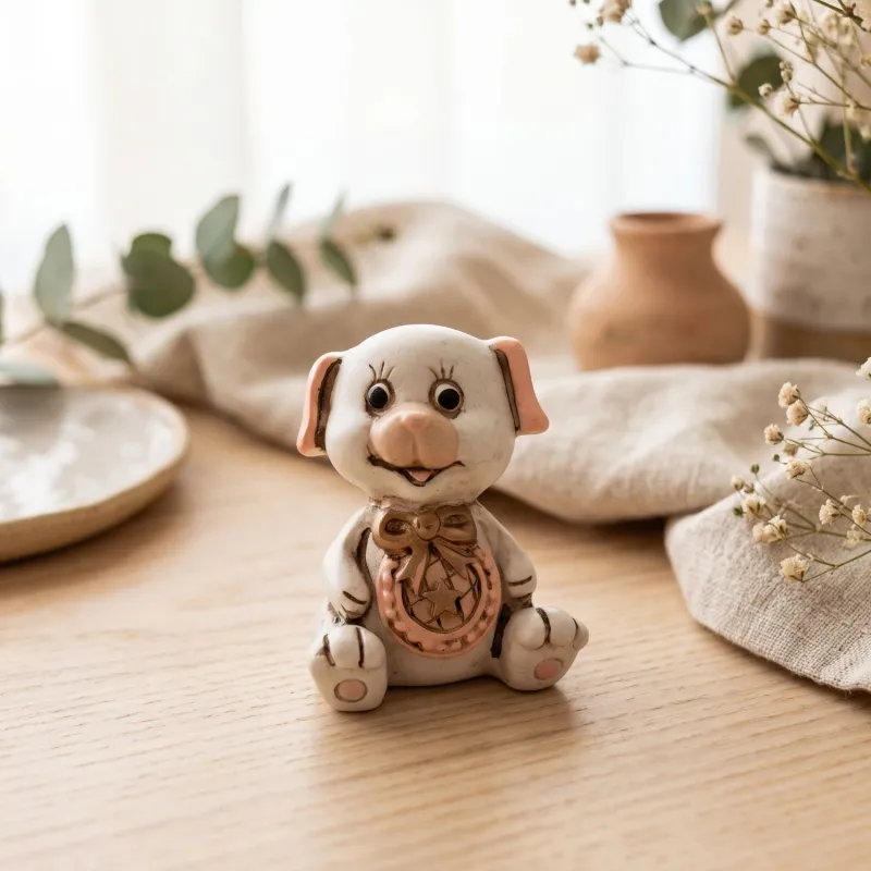 Statuina Cagnolina Rosa con Fiocco | Bomboniera Fai da Te per Bimba