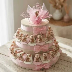 Torta Bomboniere Bimba Cagnolina in Resina con Confetti