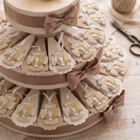 Torta Bomboniere Prima Comunione con Appendino Croce e Calice in Resina - Personalizzabile