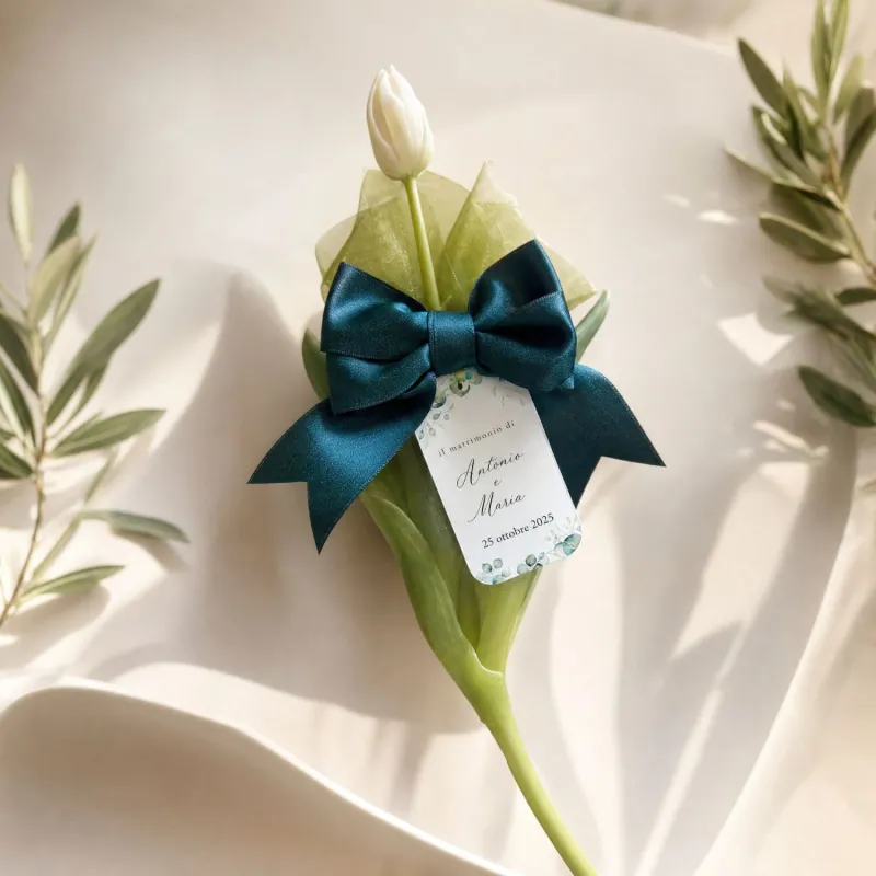 Bomboniera Tulipano Real Touch EDG – Personalizzabile con Fiocco, Confetti e Tag