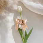 Bomboniera Tulipano Real Touch EDG Enzo De Gasperi – Santo Battesimo Bimba con Applicazione Orsetto