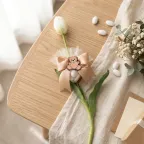 Bomboniera Tulipano Real Touch EDG Battesimo Bimba con Orsetto