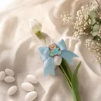 Bomboniera Tulipano EDG Real Touch - Orsetto Cuore "Il Mio Battesimo" Bimbo