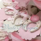 Bomboniere Nascita Battesimo Torta Portaconfetti Ferro di Cavallo Nascita Rosa