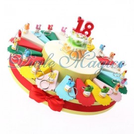 Bomboniere Compleanno 18 Anni Torta Portaconfetti con n°18 Portachiave
