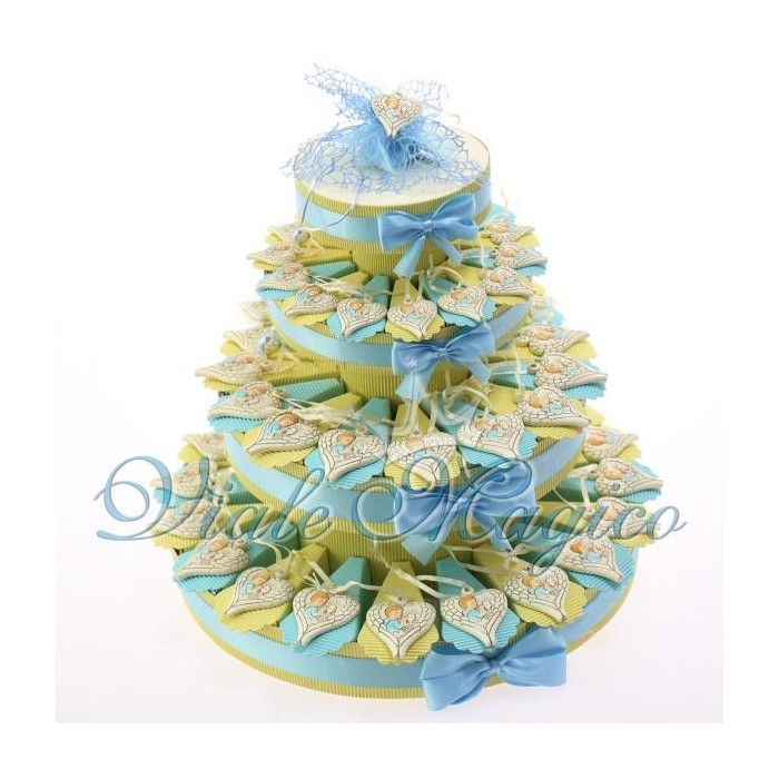 Torta Bomboniere Scatoline Portaconfetti Cuore Alato Comunione Bimbo