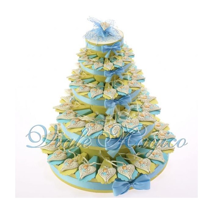 Torta Bomboniere Scatoline Portaconfetti Cuore Alato Comunione Bimbo