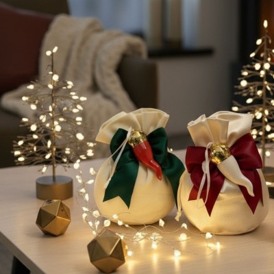 Sacchetto maxi con appendino corno in porcellana bianca