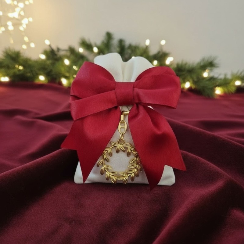 Portachiavi su Sacchetto Corona D'Alloro Dorata Bomboniera Per Laurea