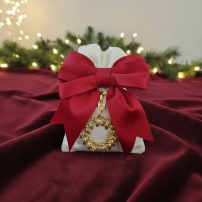 Portachiavi su Sacchetto Corona D'Alloro Dorata Bomboniera Per Laurea