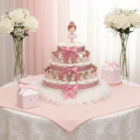 Torta Bomboniere con Statuina Bimba tema Ballerina per compleanno e comunione