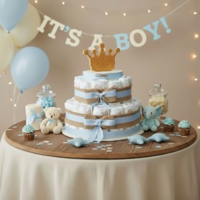 Torta Pannolini Neonato con Corona Principe Idea Regalo Economica