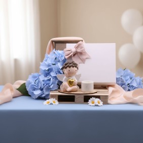 Bomboniera battesimo padrino e madrina angelo e candela