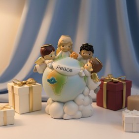 Bomboniera battesimo per madrina e padrino salvadanaio maxi con angeli