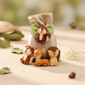 Animali Del Bosco Bomboniere Battesimo Confezionate su Sacchetto