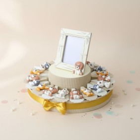 Bomboniere Nascita Magnete Cagnolini Fortunati su torta