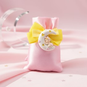 Sacchetto rosa con magnete bimba sulla luna