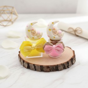 Battesimo Bimba Bomboniera Dormigliona sulla luna Confezionate scatolina