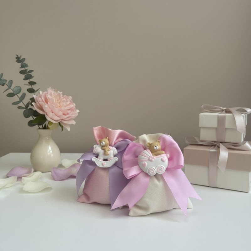 Bomboniera sacchetto nascita bimba