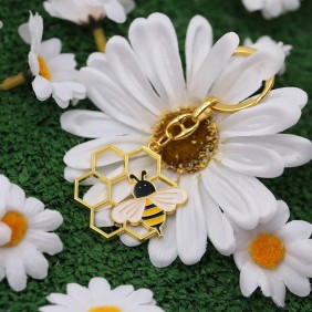 Portachiave Apina Su Alveare Dorato tema api