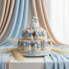 Torta con sacchetti e fiocco perfetta per ogni evento. linea basic e minimal