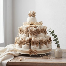 Torta Bomboniere Sacchetti Country con Fiocco in Juta