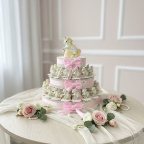 Unicorno Arcobaleno Bomboniera Bimba per Nascita e Battesimo Torta Statuina