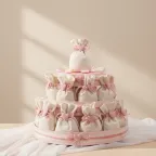 Torta Sacchetti Avorio con Cuore Rosa Basic