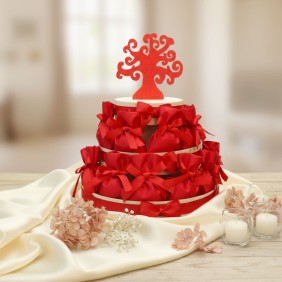 Torta 25 Sacchetti Eleganti rosa con Centrale Coordinato per tutti gli eventi