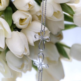 Croce a Fiore Silver Bomboniera Portachiave Fai da Te